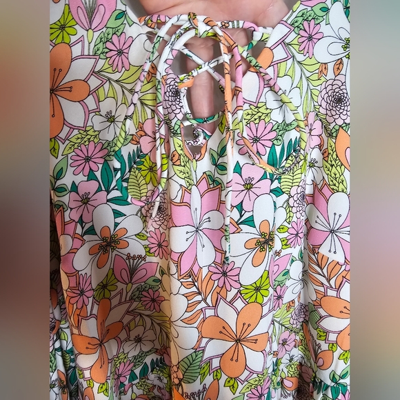 NWT CeCe Balloon Belle sleeve colorful Bohemian hipster summer dress - Picture 8 of 12